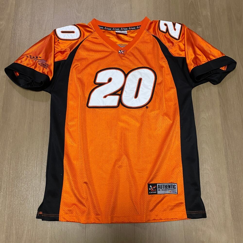 Vintage Chase Authentics NASCAR Tony Stewart 20 Racing Jersey Mens Size L Orange